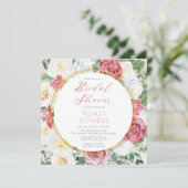 Invitation Élégante rose rose | Gold Frame Fête des mariées I (Debout devant)