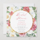 Invitation Élégante rose rose | Gold Frame Fête des mariées I (Devant)