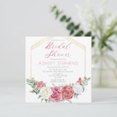 Invitation Élégante rose rose | Gold Frame Fête des mariées I (Debout devant)