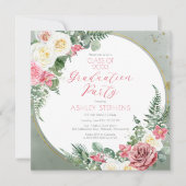 Invitation Élégante rose rose | Gold Frame Graduation Party (Devant)