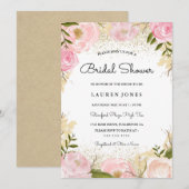 Invitation Élégante Rose Rose nuptiale douche (Devant / Derrière)