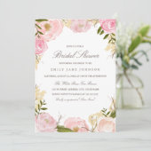 Invitation Élégante Rose Rose nuptiale douche (Debout devant)