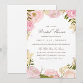 Invitation Élégante Rose Rose nuptiale douche (Devant / Derrière)