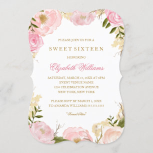 Invitation élégante rose rose pour Sweet Sixteen