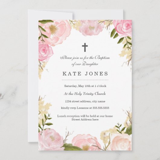 Invitation élégante Rose Rose rose (Devant)