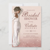 Invitation Élégante Rose Rose Rose Parties scintillant or Fêt (Devant)