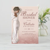 Invitation Élégante Rose Rose Rose Parties scintillant or Fêt (Debout devant)