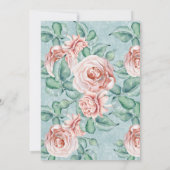 Invitation Elégante rose rose rose rose bleu floral fête d'an (Dos)