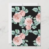 Invitation Élégante rose rose rose rose noir floral fête d'an (Dos)