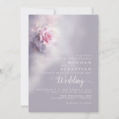 Invitation Elégante rose rose rose sur Dusty Lilac (Devant)