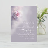 Invitation Elégante rose rose rose sur Dusty Lilac (Debout devant)