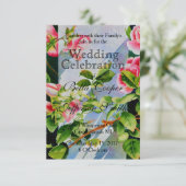 Invitation Elégante rose roses aquarelle florale (Debout devant)