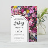 Invitation Élégante rose Roses fleurit été Floral Mariage (Debout devant)