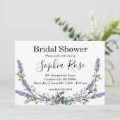 Invitation Elégante rose roses lavande Douche nuptiale (Debout devant)