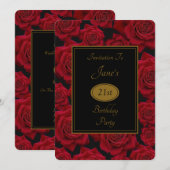 Invitation Élégante Rose rouge à tout âge Anniversaire Fête I (Devant / Derrière)