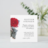 Invitation Elégante rose rouge du jardin. Beau Mariage Floral (Debout devant)