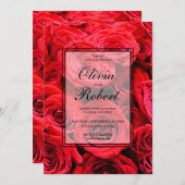 Invitation Élégante rose rouge fleurs rouges rouge floral rou (Devant / Derrière)