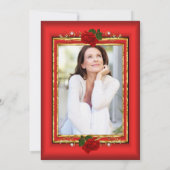 Invitation Elégante Rose rouge Gold photo Anniversaire (Dos)