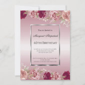 Invitation Elégante rose rouge roses rose rose Anniversaire (Devant)