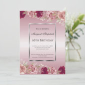 Invitation Elégante rose rouge roses rose rose Anniversaire (Debout devant)