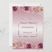 Invitation Elégante rose rouge roses rose rose Anniversaire (Dos)