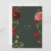 Invitation Élégante rose rouge sur Mariage classique vintage (Dos)