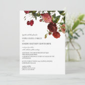 Invitation Élégante rose rouge sur Mariage classique vintage  (Debout devant)