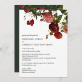 Invitation Élégante rose rouge sur Mariage classique vintage  (Devant / Derrière)