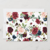 Invitation Elégante rose rousse bordeaux floral fille bébé (Dos)