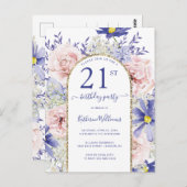 Invitation élégante rose violet pour une fête d'an (Devant / Derrière)