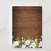 Invitation Elégante Roses Blanches Dentelle Rustique (Dos)