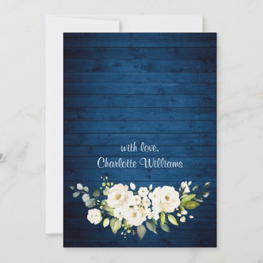 Invitation Elégante Roses Blanches Dentelle Rustique Brunch n (Dos)