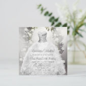 Invitation Elégante Roses Blanches Quinceanera Blanche Invita (Debout devant)