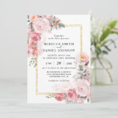 Invitation Elégante Roses Roses Roses Roses Roses Roses et Ma (Debout devant)