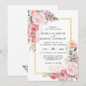 Invitation Elégante Roses Roses Roses Roses Roses Roses et Ma (Devant / Derrière)