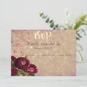 Invitation Élégante Roses rouges en chute Feuille RSVP (Debout devant)