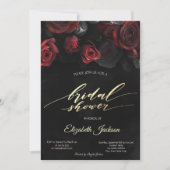 Invitation Elégante Roses rouges Fête des mariées gothique (Devant)