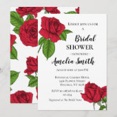 Invitation Elégante roses rouges Floral Bridal Shower Invitat (Devant / Derrière)