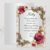 Invitation Élégante Roses Rouges Maid Of Honor Card (Devant / Derrière)