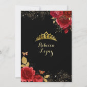 Invitation Elégante Roses Rouges Noires Princesse XV Años (Dos)