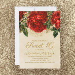 Invitation Elégante Roses Rouges Tan Sweet 16 Anniversaire<br><div class="desc">Belle,  élégante roses rouges à l'anniversaire de bronzage Sweet 16/16e anniversaire invitation 5"x7".</div>