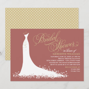Invitation Elégante Rosewood Gold Mariage Fête des mariées de