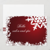 Invitation élégante rouge flocons de neige Business Merci Car (Devant / Derrière)