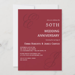 Invitation élégante rouge pour le 50e anniversaire