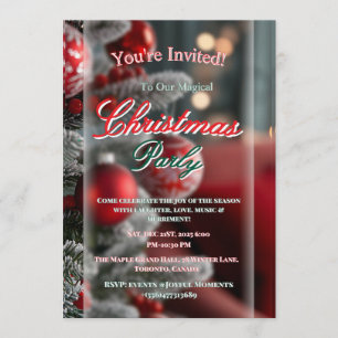 Invitation élégante rouge pour une soirée de Noël