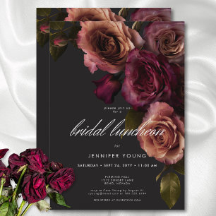 Invitation Élégante rouille Moody & Burgundy Floral Bridal Lu