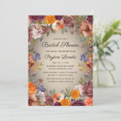 Invitation Elégante rouille orange Fête des mariées Brown Flo (Debout devant)