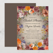 Invitation Elégante rouille orange Fête des mariées Brown Flo (Devant / Derrière)