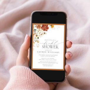 Invitation Elégante rouille orange Fête des mariées d'aquarel