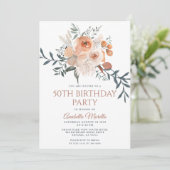 Invitation Élégante rouille Orange Floral Verdure Retraite (Debout devant)